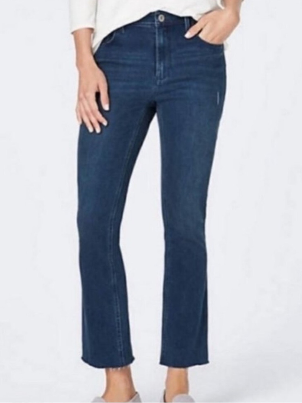 J. Jill | Women’s Dark Blue Denim Kick-Flare Raw Hem Ankle Jeans Size 10P